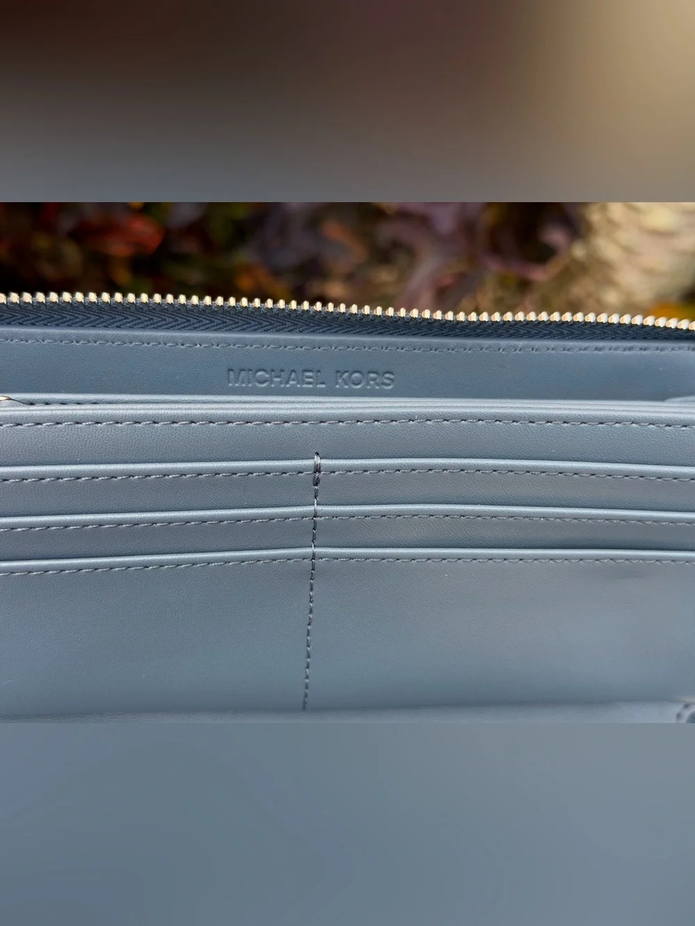 Michael Kors Jet Set Travel LG Continental Wallet Denim/Silver